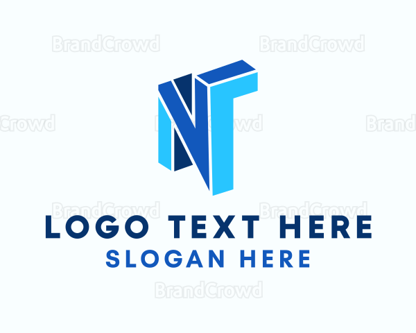 Geometric 3D Letter N Company Logo