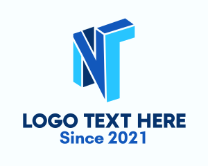 Venture - Blue 3D Letter N logo design