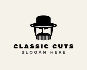 Mustache Comb Barber logo design