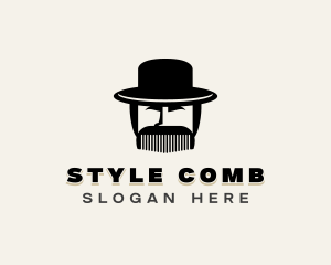 Comb - Mustache Comb Barber logo design