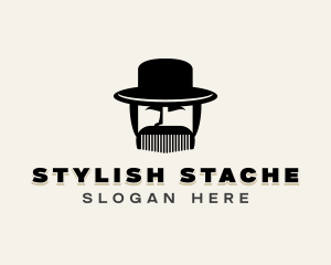 Mustache Comb Barber logo design