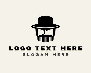 High Society - Mustache Comb Barber logo design