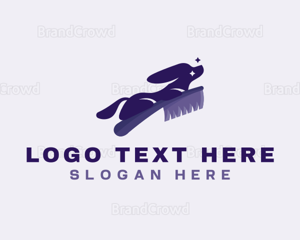 Dog Grooming Brush Vet Logo