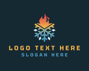 Heat - Thermal Snowflake Flame logo design