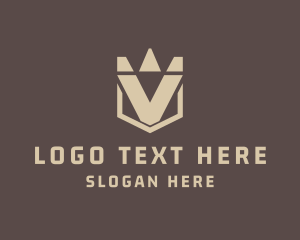 Crest - Crown Shield Letter V logo design
