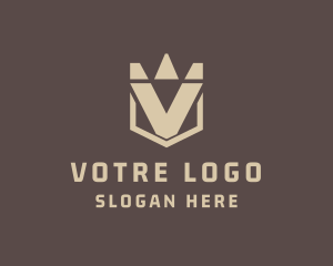 Crown Shield Letter V Logo