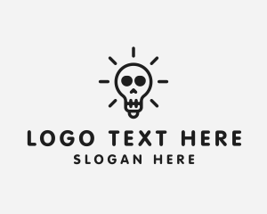 Black Skull - Skull Light Bulb logo design
