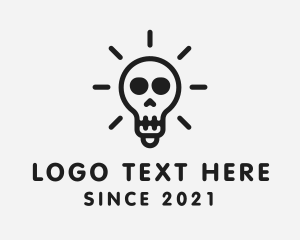 Goth - Black Skull Light Bulb logo design