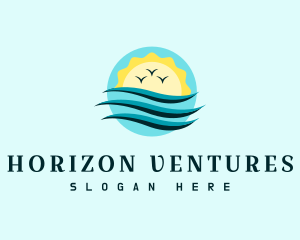 Horizon - Beach Wave Sunset logo design