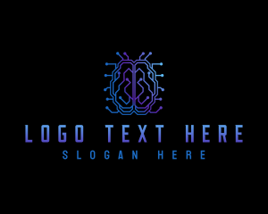 System - Brain Tech Circuit logo design