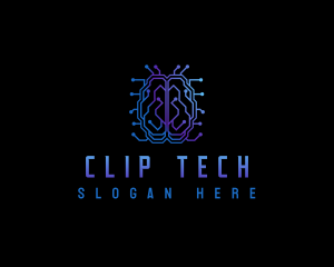 Brain Tech Circuit logo design