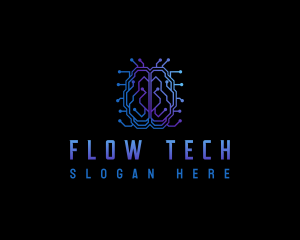 Brain Tech Circuit logo design