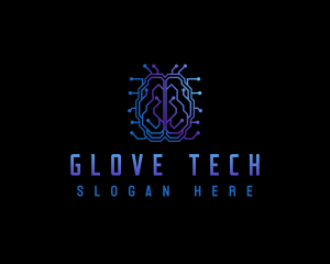 Brain Tech Circuit logo design