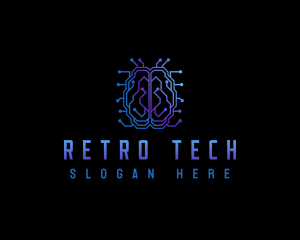 Brain Tech Circuit logo design