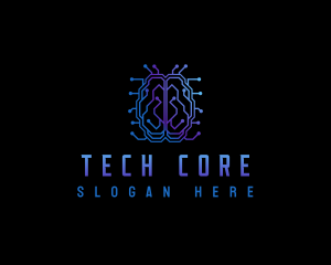 Brain Tech Circuit logo design