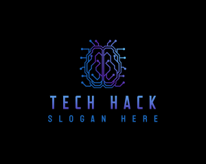 Brain Tech Circuit logo design