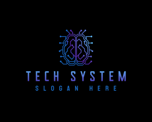 System - Brain Tech Circuit logo design