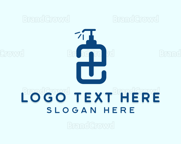Blue Hand Sanitizer Letter E Logo