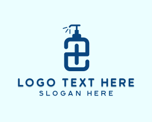 Liquid Soap - Blue Hand Sanitizer Letter E logo design