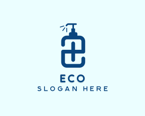 Blue Hand Sanitizer Letter E logo design