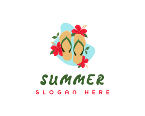 Summer Hibiscus Slippers logo design