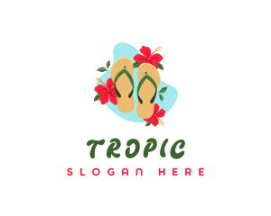 Summer Hibiscus Slippers logo design