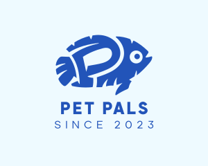 Blue Fish Letter P logo design