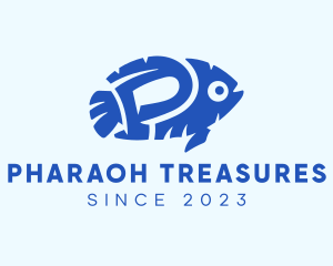 Blue Fish Letter P logo design