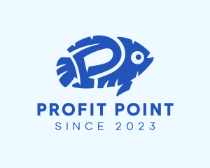 Blue Fish Letter P logo design