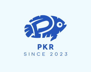 Blue Fish Letter P logo design