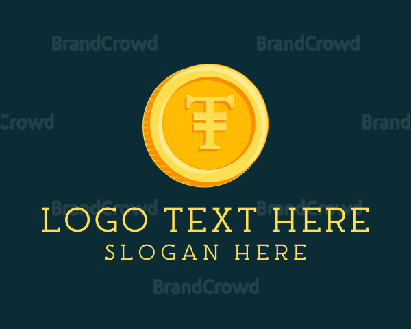 3D Gold Coin Letter T Logo