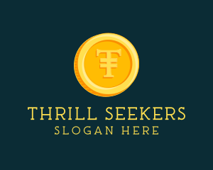 3D Gold Coin Letter T logo design