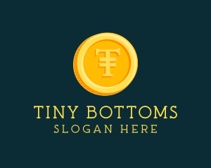 3D Gold Coin Letter T logo design