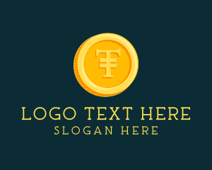 Gold - 3D Gold Coin Letter T logo design