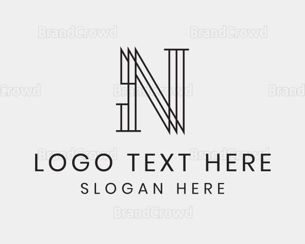 Modern Minimalist Geometric Letter N Logo