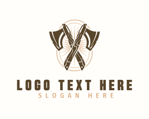 Tree Cutting - Hipster Lumber Axe logo design