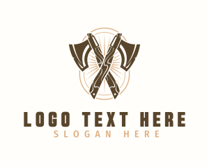 Log - Hipster Lumber Axe logo design
