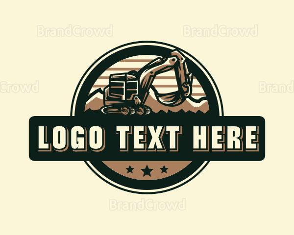 Mining Excavator Construction Logo