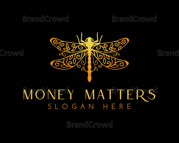 Golden Dragonfly Decoration Logo