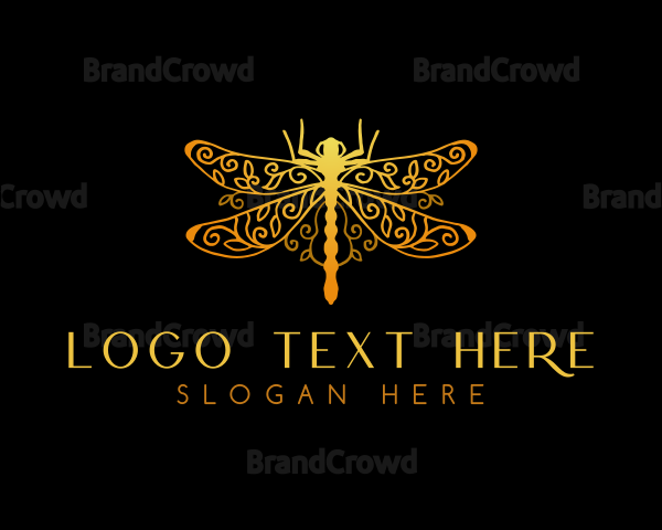 Golden Dragonfly Decoration Logo