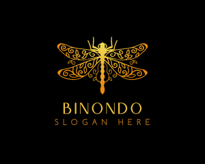 Natural - Golden Dragonfly Decoration logo design