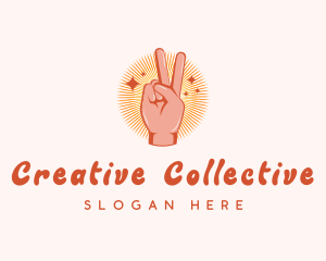 Hand Peace Gesture logo design