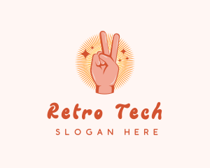 Hand Peace Gesture logo design