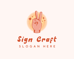 Hand Peace Gesture logo design