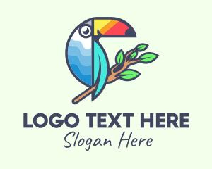 Bird - Wild Perched Toucan logo design