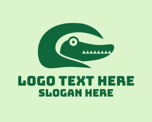 Alligator - Green Crocodile Tail logo design