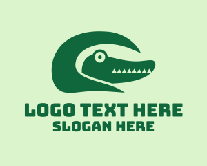 Caiman - Green Crocodile Tail logo design