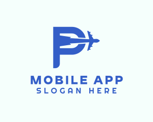 Blue Airplane Letter P Logo
