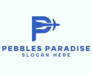 Blue Airplane Letter P logo design