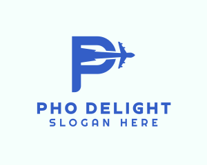 Blue Airplane Letter P logo design